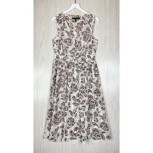 White House Black Market Floral Button Midi Dress Women's Size Small